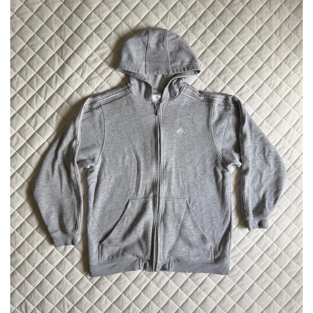 adidas | Jackets & Coats | Vtg Y2k Adidas Full Zip Shiny Grey 3 
